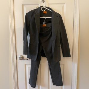 Women’s gray suit jacket and pants